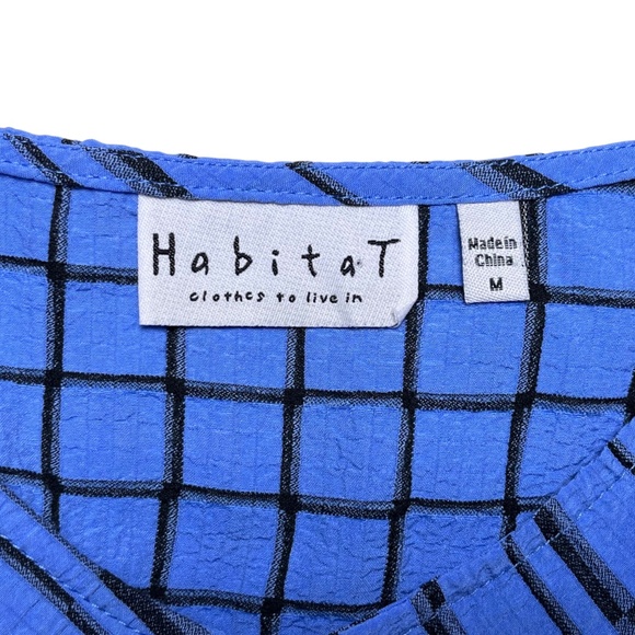 Habitat Clothes to Live In Tunic Top Size M Asymmetric Textured Lagoon Blue - Picture 7 of 10